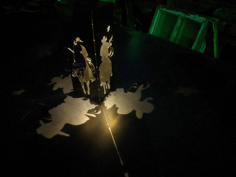 The Posse Lantern – Solar Metal Art with Cowboys on Horseback