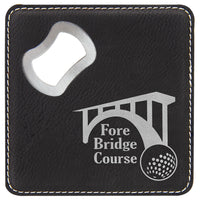 4" x 4" Square Laserable Leatherette Bottle Opener Coaster