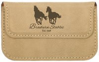4 1/2" x 2 3/4" Light Brown Laserable Leatherette Flexible Business Card Holder