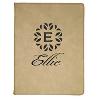 9 1/2" x 12" Laserable Leatherette  or Sublimation Burlap Portfolio with Notepad