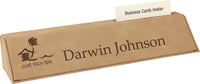 Laserable Leatherette Desk Wedge with Business Card Holder