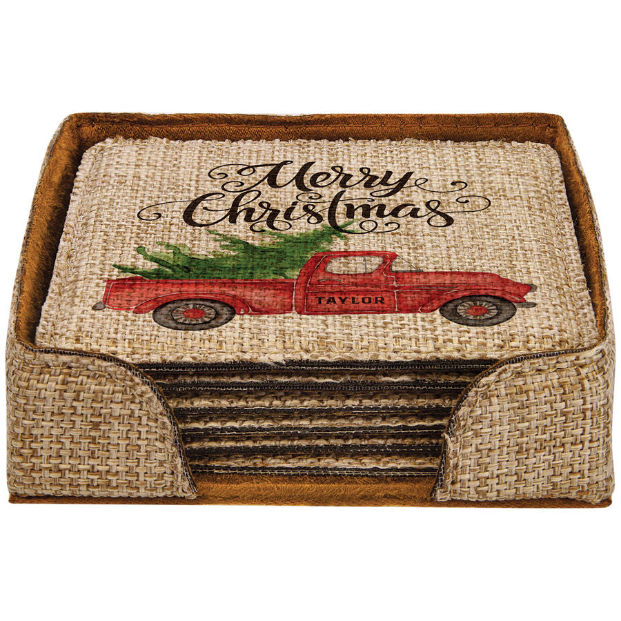 Sublimatable Burlap Square 6-Coaster Set