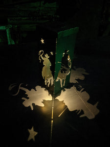 The Posse Lantern – Solar Metal Art with Cowboys on Horseback