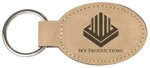 3" x 1 3/4" Laserable Leatherette Oval Keychain