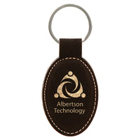 3" x 1 3/4" Laserable Leatherette Oval Keychain